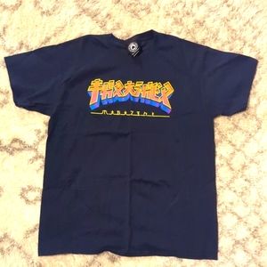 Thrasher Magazine "Asian Script Style" Tee, Large, Navy Blue